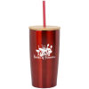 View Image 1 of 3 of Yowie Vacuum Tumbler with Bamboo Lid & Straw - 18 oz.