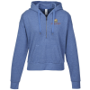 View Image 1 of 3 of District Perfect Tri Iconic Fleece 1/2-Zip Pullover Hoodie - Ladies' - Embroidery