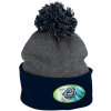 View Image 1 of 3 of Pom Pom Knit Hat - Full Color Patch