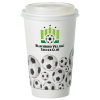 View Image 1 of 3 of Soccer Full Color Insulated Paper Cup with Lid - 16 oz.