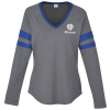 View Image 1 of 3 of Intermission Stripe Long Sleeve V-Neck T-Shirt - Ladies'