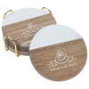 View Image 1 of 3 of Acacia Wood and Resin Coaster Set - Round