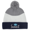 View Image 1 of 4 of Cozy Rib Knit Striped Pom Beanie