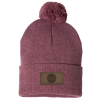 Pom Pom Knit Hat - Laser Engraved Patch