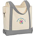 Two-Tone Accent Gusseted Tote Bag - Embroidered