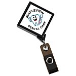  Metal Retractable Badge Holder - Alligator Clip - Square -  Label 130180-SQ-L