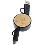 Bamboo Retractable Duo Charging Cable