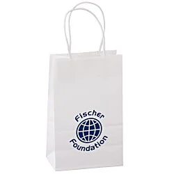 Kraft Paper White Shopping Bag - 8-1/4" x 6"