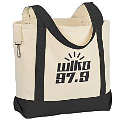 Two-Tone Accent Gusseted Tote Bag - 24 hr