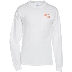 Hanes Authentic LS Pocket T-Shirt - Screen - White