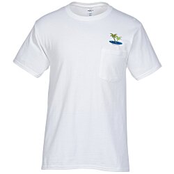 Hanes Authentic Pocket T-Shirt - Embroidered - White