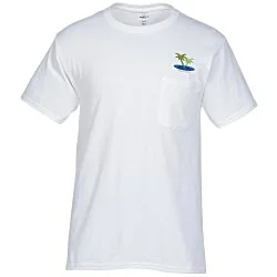 Hanes Authentic Pocket T-Shirt - Embroidered - White