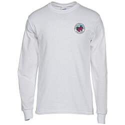 Gildan 5.3 oz. Cotton LS T-Shirt - Embroidered - White