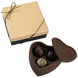 Chocolate Heart Box with Truffles - Gold Box