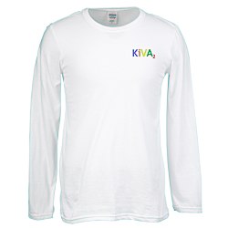 Gildan Softstyle LS T-Shirt - Men's - White - Embroidered