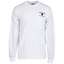Gildan 6 oz. Ultra Cotton LS Pocket T-Shirt - White - Screen