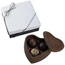 Chocolate Heart Box with Truffles - Silver Box