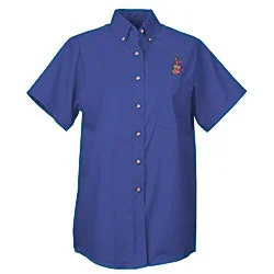 Soil Release Button Down SS Poplin Shirt - Ladies' - 24 hr