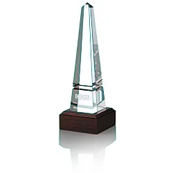 Pinnacle Obelisk Crystal Award - Mahogany Base