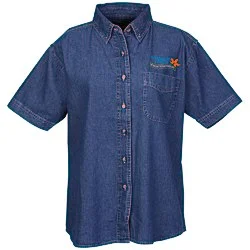 Cotton Short Sleeve Denim Shirt - Ladies'