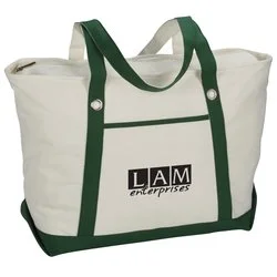 Canvas 12 oz. Sailing Zip Top Tote - 14" x 23"