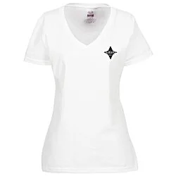 Fruit of the Loom HD V-Neck T-Shirt Ladies' - Screen - White