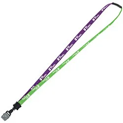 Two-Tone Cotton Lanyard - 5/8" - Large Metal Bulldog Clip - 24 hr