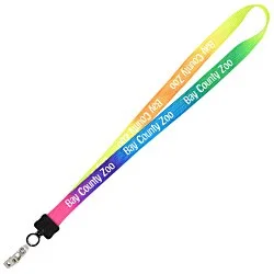 Tie-Dye Multicolor Lanyard - 3/4" - Snap with Metal Bulldog Clip