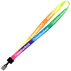 Tie-Dye Multicolor Lanyard - 3/4" - Large Metal Bulldog Clip - 24 hr