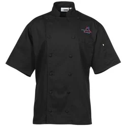 Twelve Cloth Button Short Sleeve Chef Coat with Mesh Back