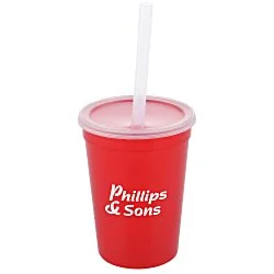 Translucent Stadium Cup with Lid & Straw - 12 oz.