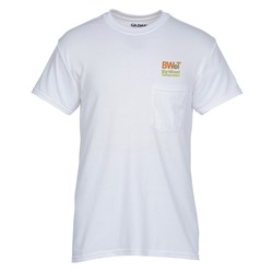 Gildan 5.5 oz. DryBlend 50/50 Pocket T-Shirt - Embroidered - White