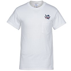 Gildan 6 oz. Ultra Cotton Pocket T-Shirt - White - Embroidered