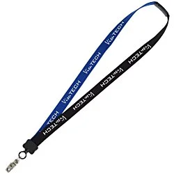 Two-Tone Cotton Lanyard - 7/8" - Snap with Metal Bulldog Clip