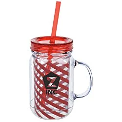 Mason Mug with Straw - 18 oz. - Stripes