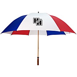 Windproof Golf Umbrella - Red/White/Blue - 64" Arc
