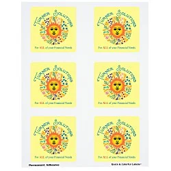 Quick & Colorful Perforated Sheeted Label - Square 2-3/4" x 2-3/4"