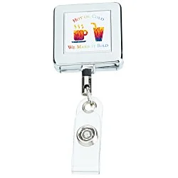 Metal Retractable Badge Holder - Slip Clip - Square