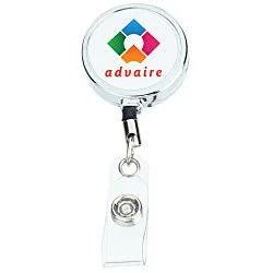 Metal Retractable Badge Holder - Slip Clip - Round