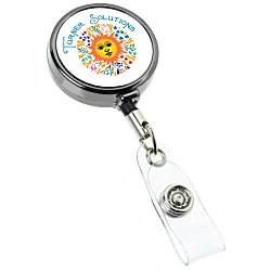 Metal Retractable Badge Holder - Slip Clip - Round - Gunmetal