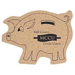 Large Cork Coaster - Piggy Bank