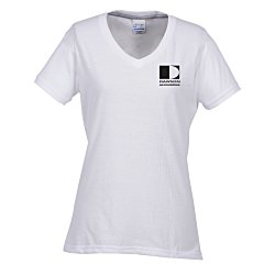 Principle Performance Blend Ladies' V-Neck T-Shirt - White