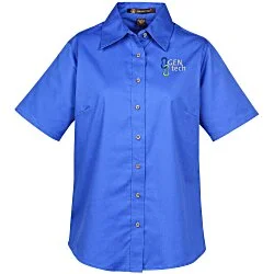 Harriton Twill SS Shirt with Stain Release - Ladies'