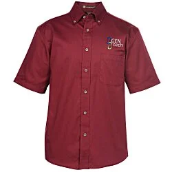 Harriton Twill SS Shirt with Stain Release - Men's