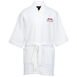 Waffle Weave Thigh Length Robe - White