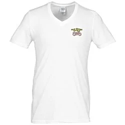 Gildan Softstyle V-Neck T-Shirt - Men's - White - Embroidered