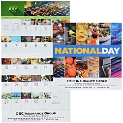 National Day Wall Calendar - Stapled