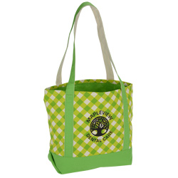 Designer Accent Gusseted Tote Bag - Gingham  Main Image