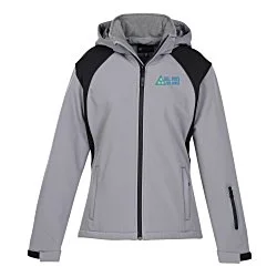 Contrasting Color Hooded Soft Shell Jacket - Ladies'