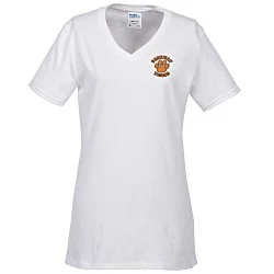Port Classic 5.4 oz. V-Neck T-Shirt - Ladies' - White - Embroidered